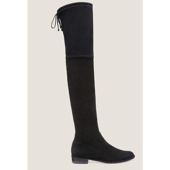 Stuart Weitzman Black Suede Lowland Over-The-Knee Flat Heel Lace up Boots 7 - Picture 15 of 16